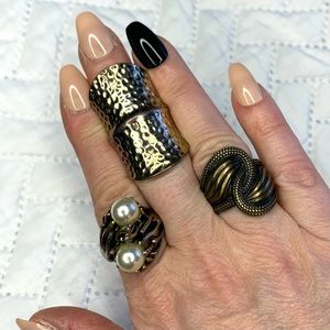 Set of 3 large vintage brass rings